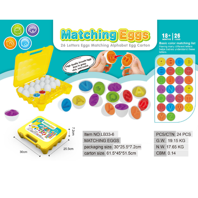 Colverro™ Matching Eggs Shape Sorter Toy with 12 Eggs and Carton
