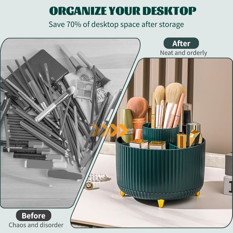 Colverro™ 360° Rotating Makeup Organizer with 5 Compartments