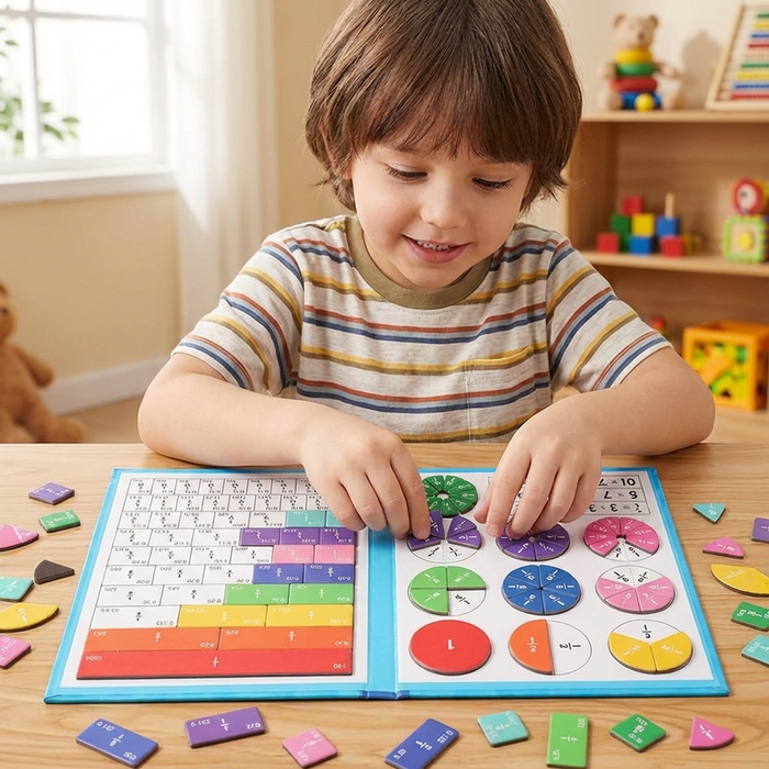 Colverro™ Magnetic Fraction Tiles with Wipe-Clean Book and Marker