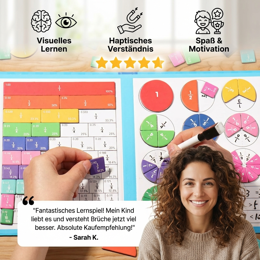 Colverro™ Magnetic Fraction Tiles with Wipe-Clean Book and Marker