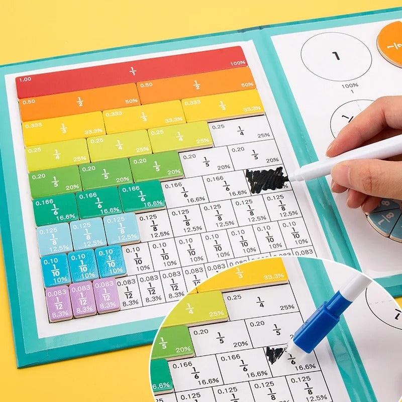Colverro™ Magnetic Fraction Tiles with Wipe-Clean Book and Marker
