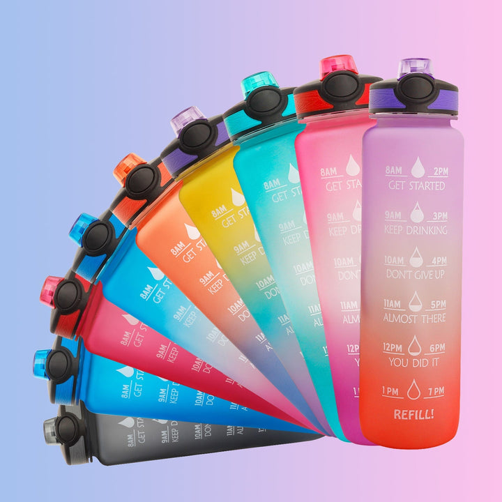Colverro™ 32 oz Motivational Water Bottle with Time Markers and Fruit Infuser