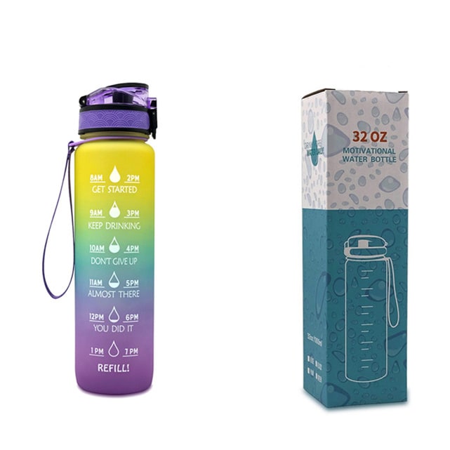 Colverro™ 32 oz Motivational Water Bottle with Time Markers and Fruit Infuser