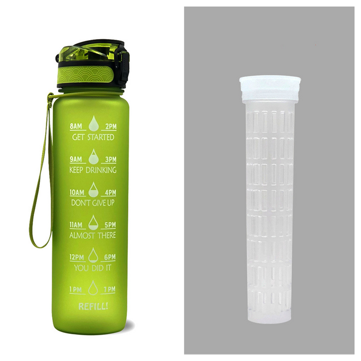 Colverro™ 32 oz Motivational Water Bottle with Time Markers and Fruit Infuser