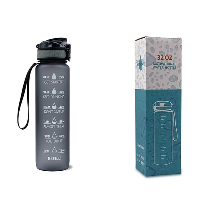 Colverro™ 32 oz Motivational Water Bottle with Time Markers and Fruit Infuser