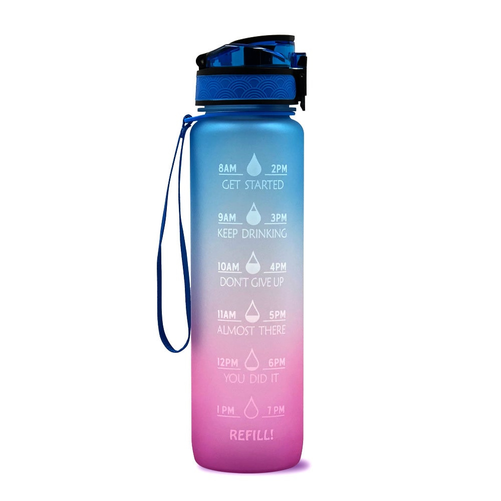 Colverro™ 32 oz Motivational Water Bottle with Time Markers and Fruit Infuser