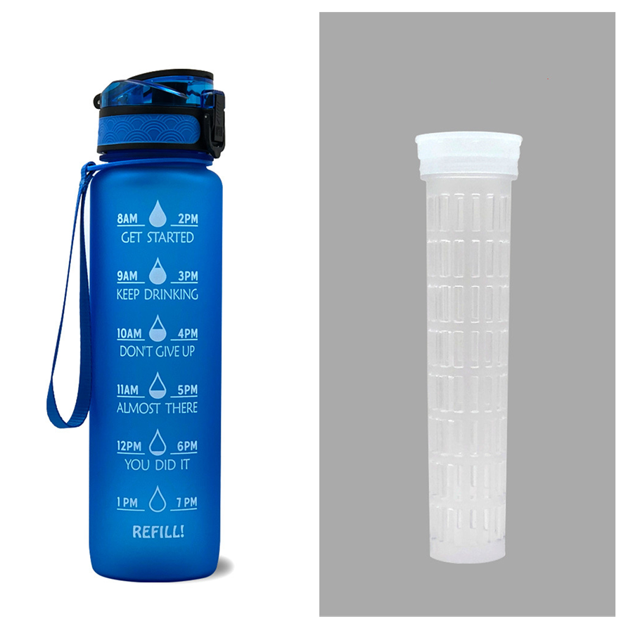 Colverro™ 32 oz Motivational Water Bottle with Time Markers and Fruit Infuser