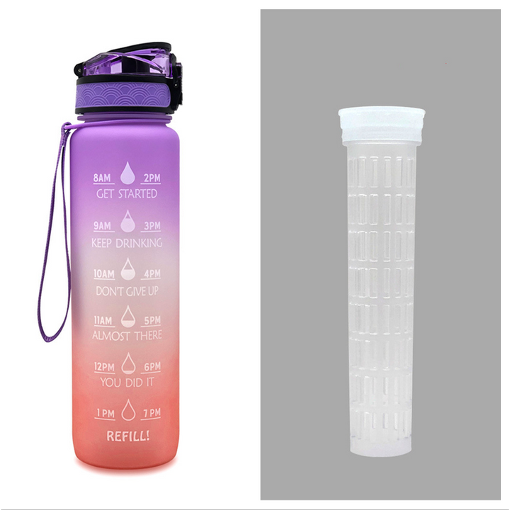 Colverro™ 32 oz Motivational Water Bottle with Time Markers and Fruit Infuser