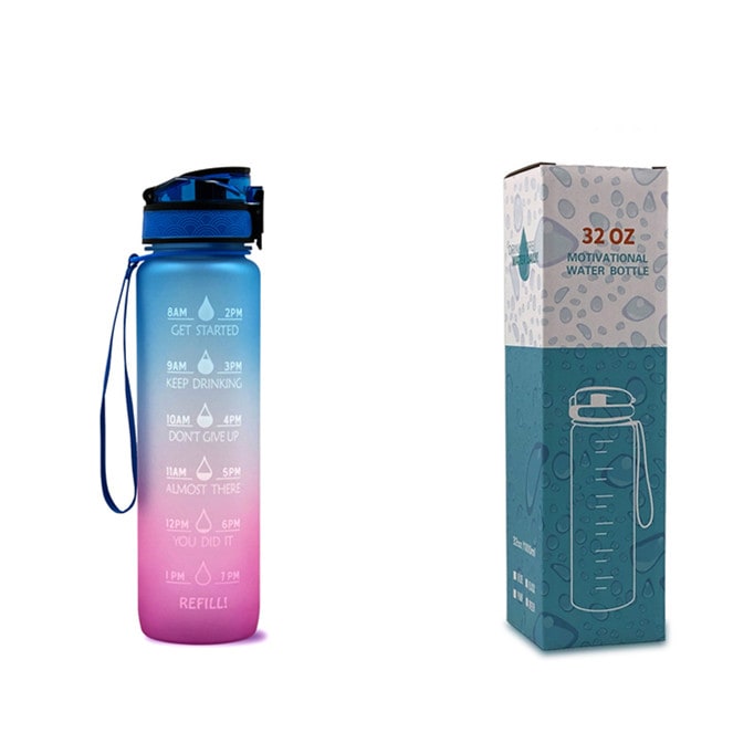 Colverro™ 32 oz Motivational Water Bottle with Time Markers and Fruit Infuser