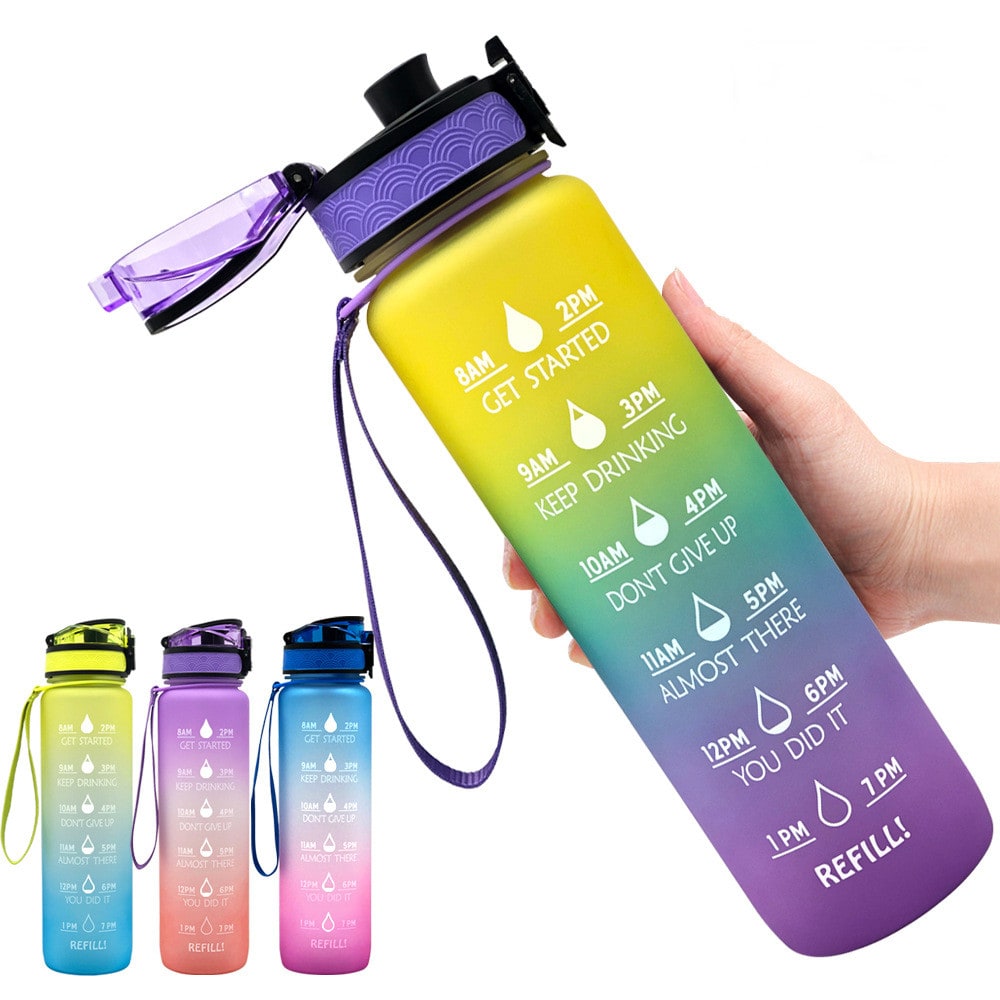 Colverro™ 32 oz Motivational Water Bottle with Time Markers and Fruit Infuser
