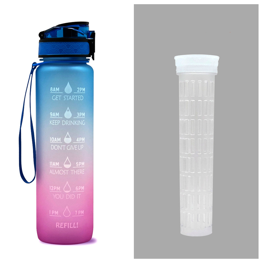 Colverro™ 32 oz Motivational Water Bottle with Time Markers and Fruit Infuser