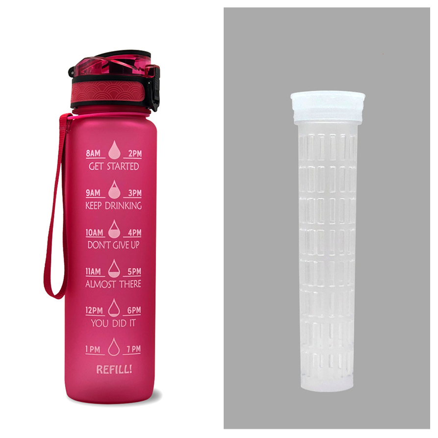 Colverro™ 32 oz Motivational Water Bottle with Time Markers and Fruit Infuser