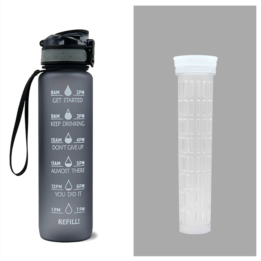 Colverro™ 32 oz Motivational Water Bottle with Time Markers and Fruit Infuser