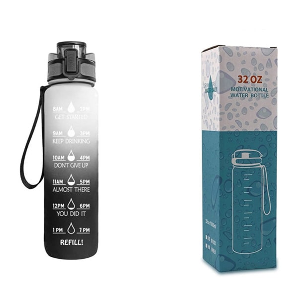 Colverro™ 32 oz Motivational Water Bottle with Time Markers and Fruit Infuser