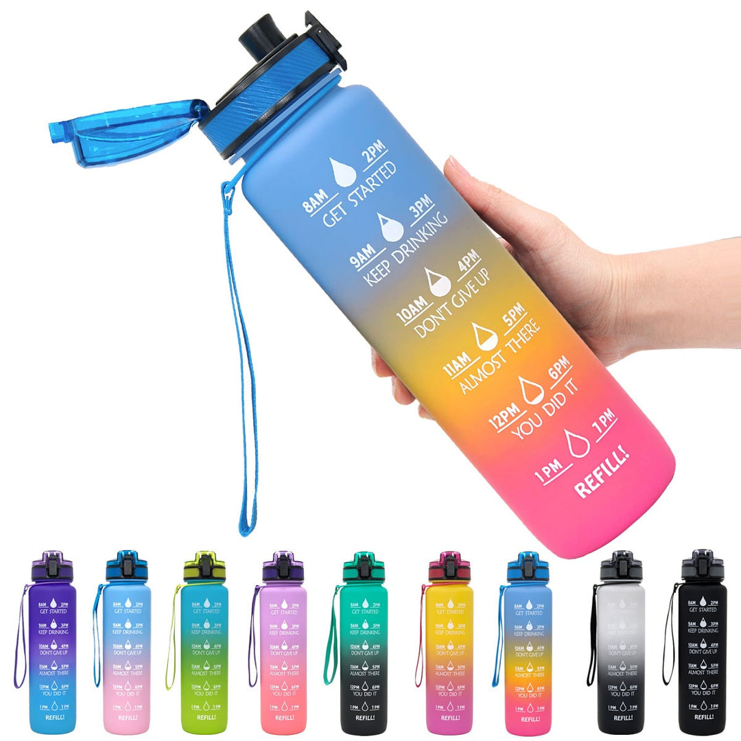 Colverro™ 32 oz Motivational Water Bottle with Time Markers and Fruit Infuser
