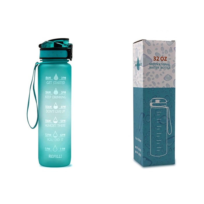 Colverro™ 32 oz Motivational Water Bottle with Time Markers and Fruit Infuser