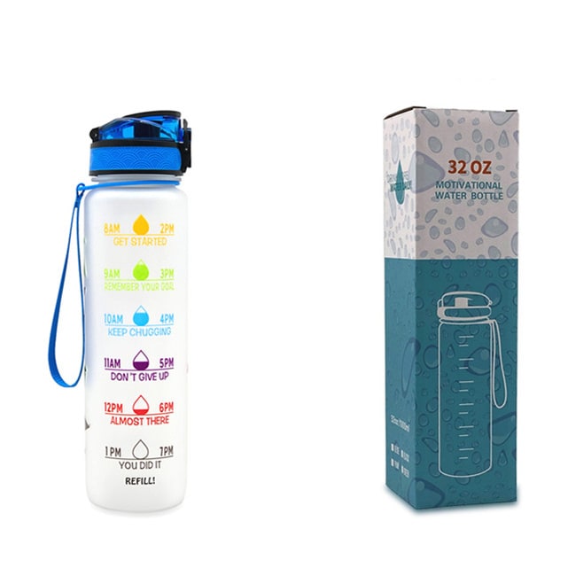 Colverro™ 32 oz Motivational Water Bottle with Time Markers and Fruit Infuser