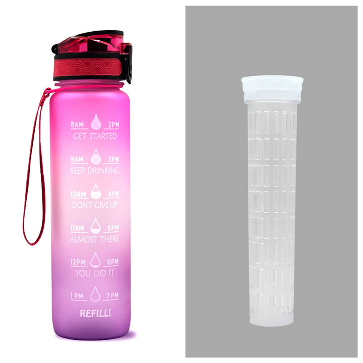 Colverro™ 32 oz Motivational Water Bottle with Time Markers and Fruit Infuser