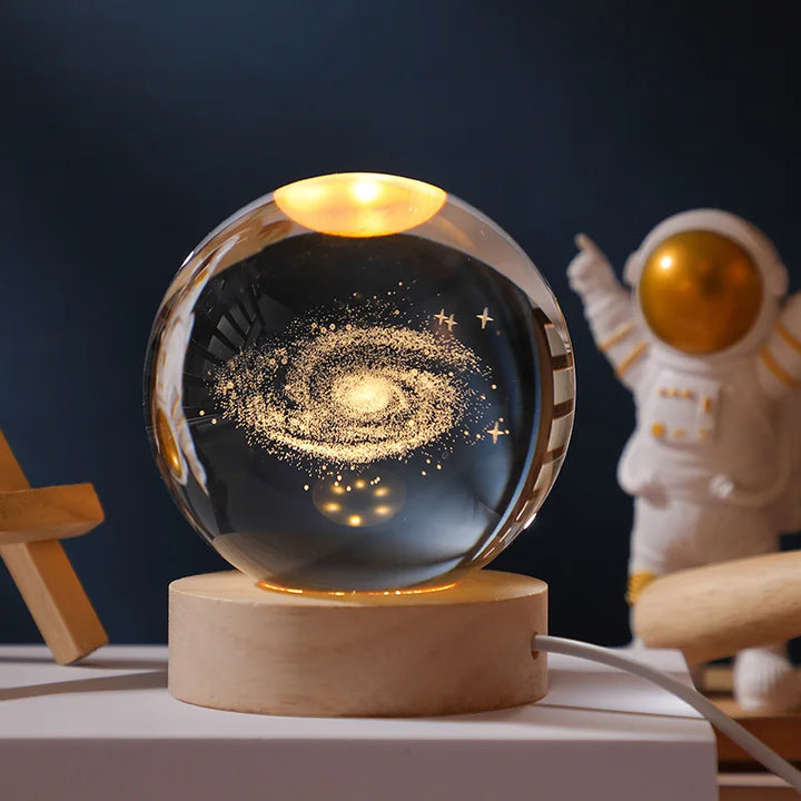 Colverro™ Crystal Ball Night Light Projector with Music and Wood Base