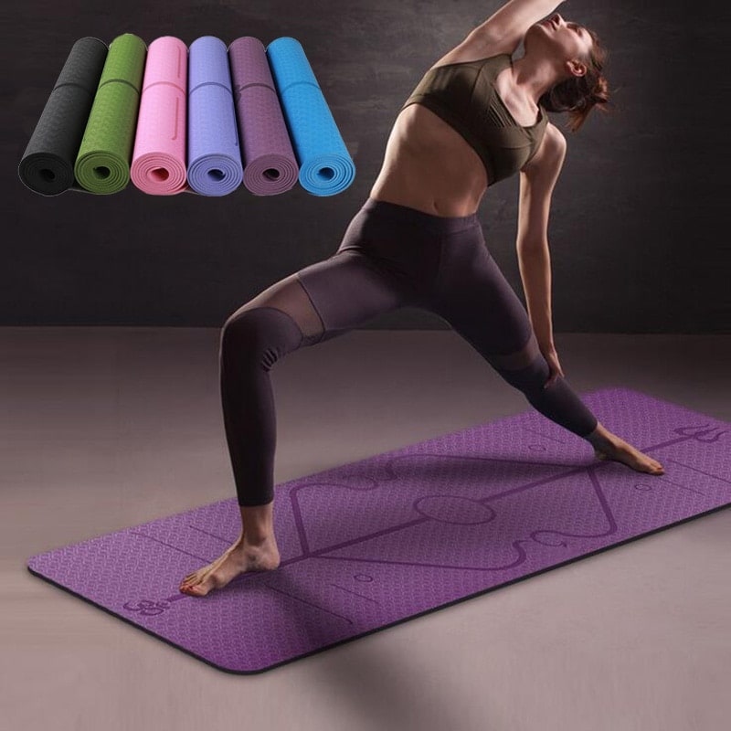 Colverro™ Non-Slip 6mm TPE Yoga Mat with Body Alignment Lines