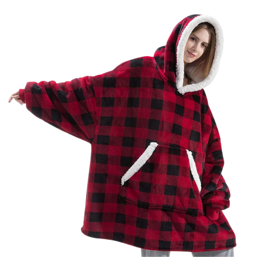 Colverro™ Giant Sherpa Blanket Hoodie with Big Two-Way Pocket
