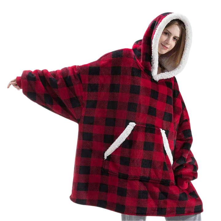 Colverro™ Giant Sherpa Blanket Hoodie with Big Two-Way Pocket