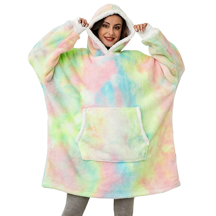 Colverro™ Giant Sherpa Blanket Hoodie with Big Two-Way Pocket