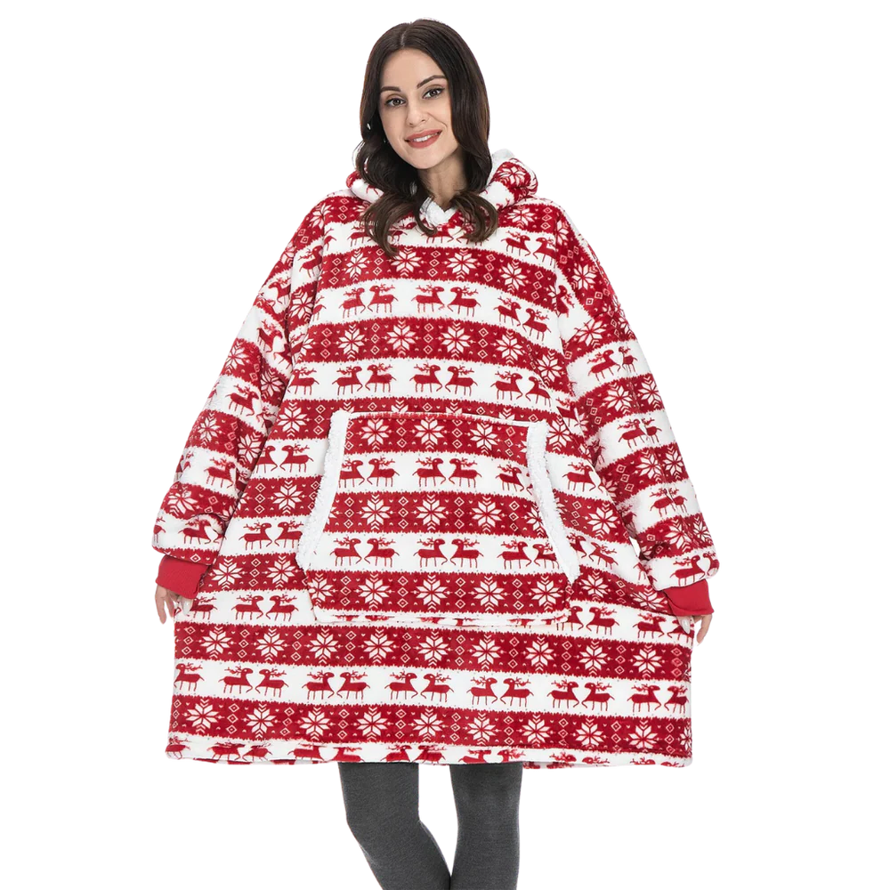 Colverro™ Giant Sherpa Blanket Hoodie with Big Two-Way Pocket