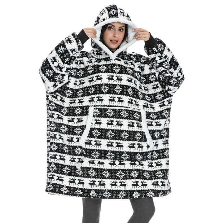 Colverro™ Giant Sherpa Blanket Hoodie with Big Two-Way Pocket