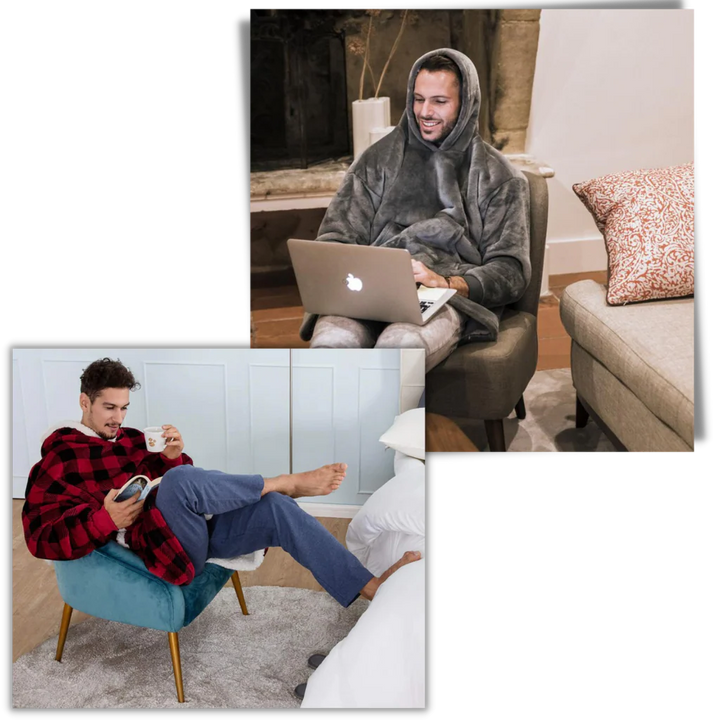 Colverro™ Giant Sherpa Blanket Hoodie with Big Two-Way Pocket