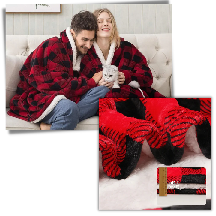 Colverro™ Giant Sherpa Blanket Hoodie with Big Two-Way Pocket