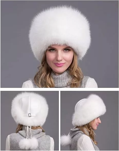 Colverro™ Natural Fox Fur Winter Hat with Built-In Earmuffs for Women