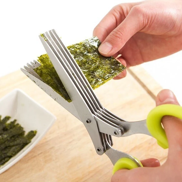 Colverro™ 5-Blade Herb Scissors in Stainless Steel with Cleaning Comb