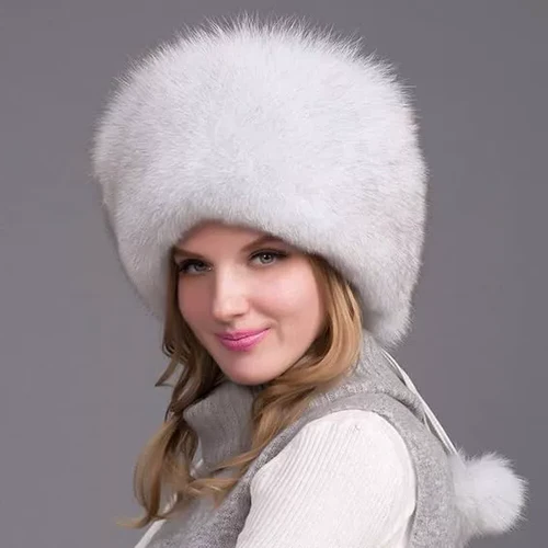 Colverro™ Natural Fox Fur Winter Hat with Built-In Earmuffs for Women