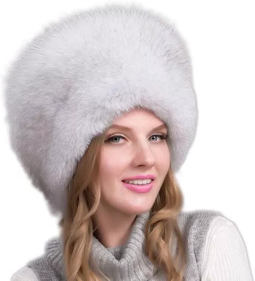 Colverro™ Natural Fox Fur Winter Hat with Built-In Earmuffs for Women