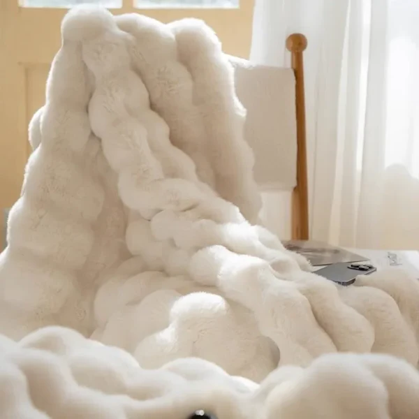 Colverro™ Plush Faux Rabbit Fur Throw Blanket with Double Lining