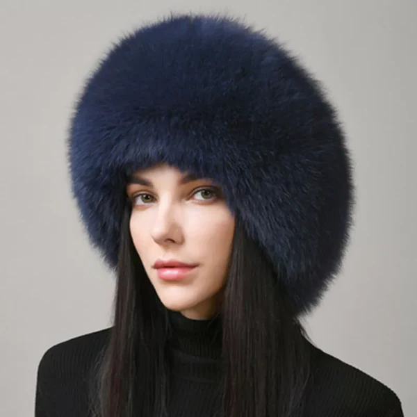 Colverro™ Natural Fox Fur Winter Hat with Built-In Earmuffs for Women