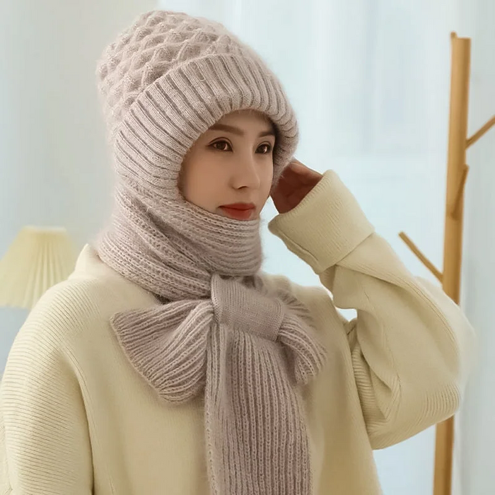 Colverro™ Women's Knit Hat and Scarf Combo with Built-In Ear Protection