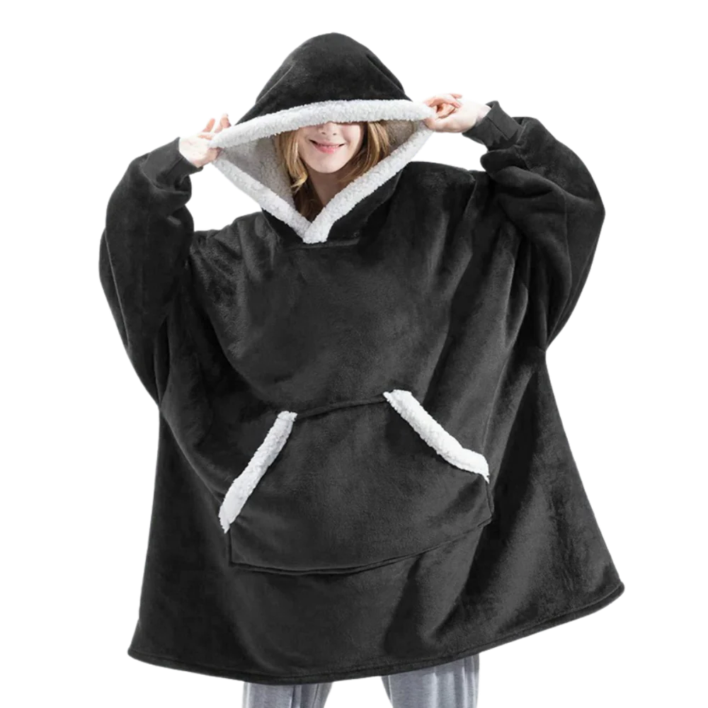 Colverro™ Giant Sherpa Blanket Hoodie with Big Two-Way Pocket