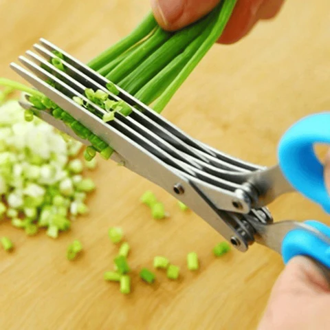 Colverro™ 5-Blade Herb Scissors in Stainless Steel with Cleaning Comb