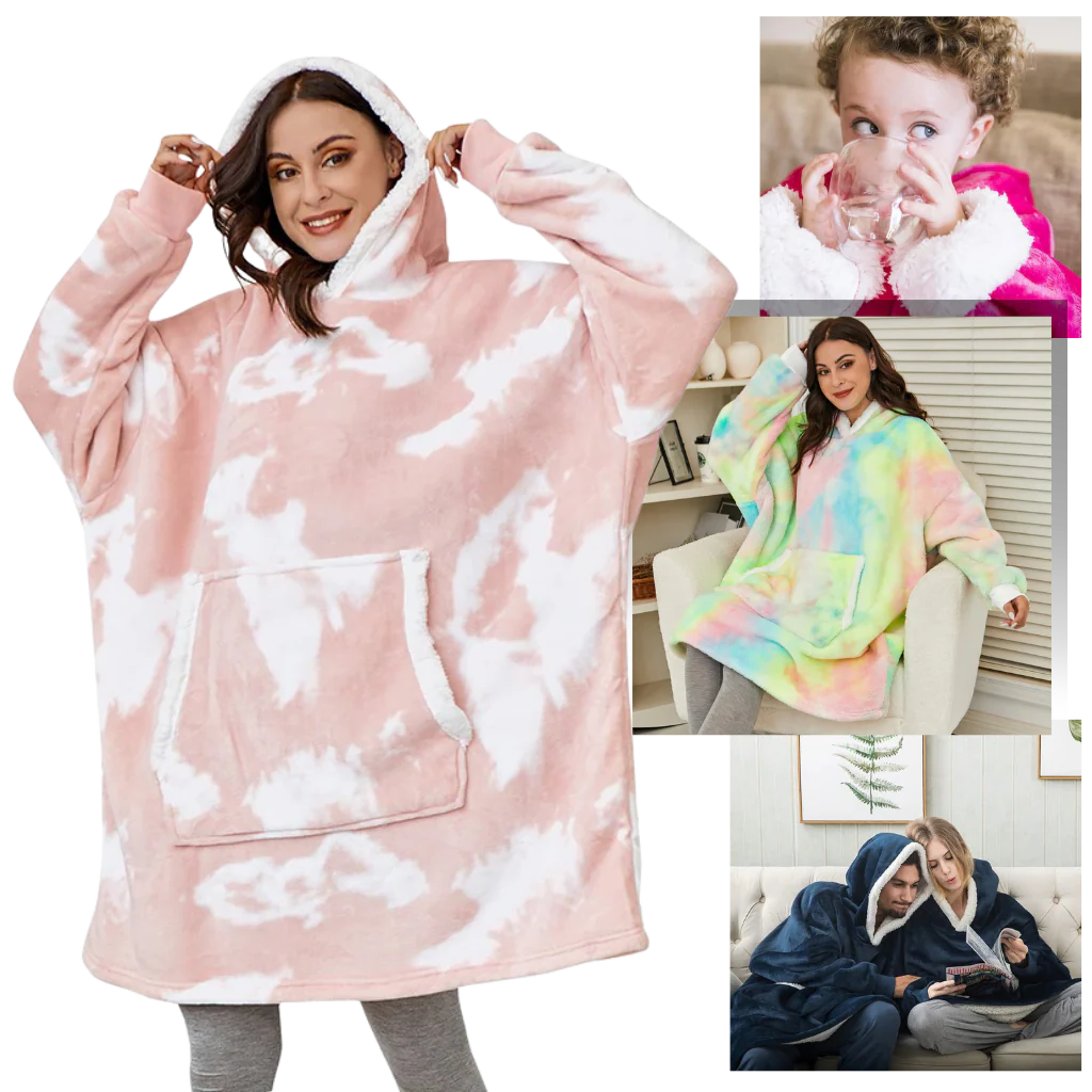 Colverro™ Giant Sherpa Blanket Hoodie with Big Two-Way Pocket