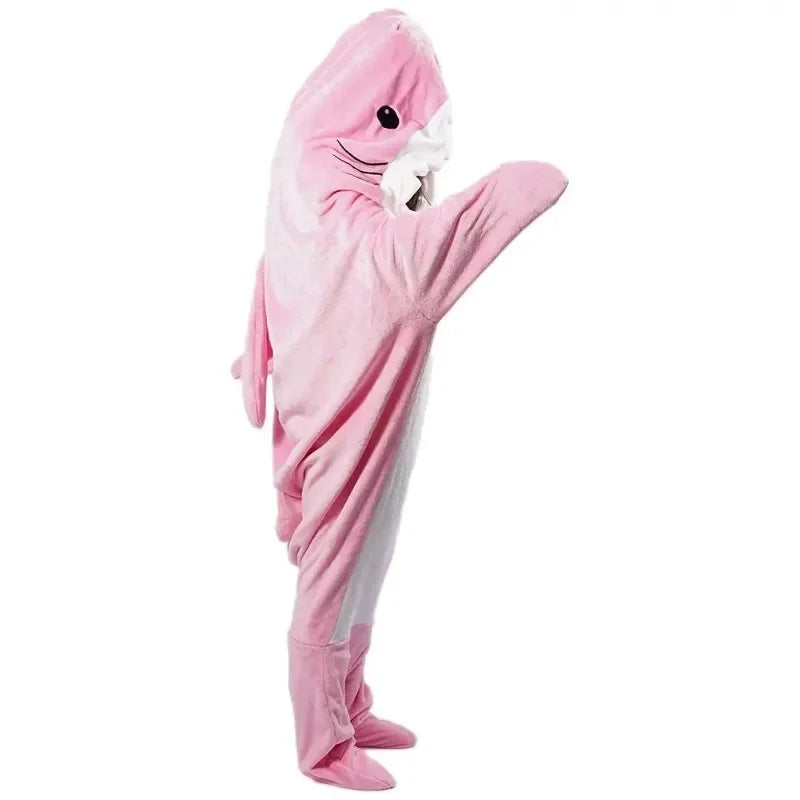Colverro™ Soft Flannel Shark Hoodie Blanket with Leg Wrap
