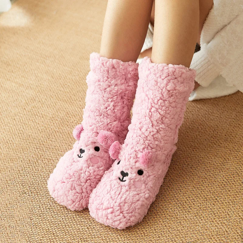 Colverro™ Cute Bear Fleece Socks with Non-Slip Gripper Sole
