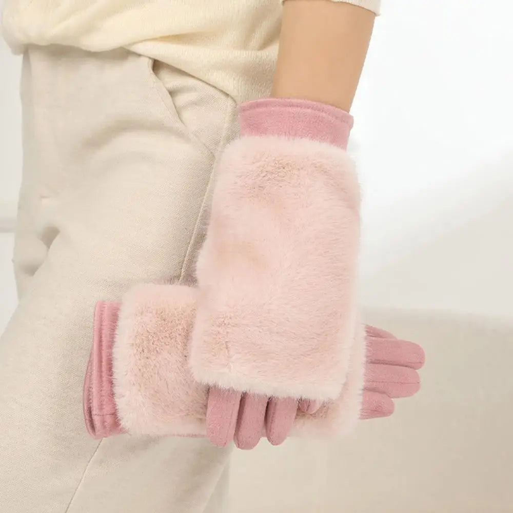 Colverro™ Suede Touchscreen Winter Gloves with Cozy Fur Trim