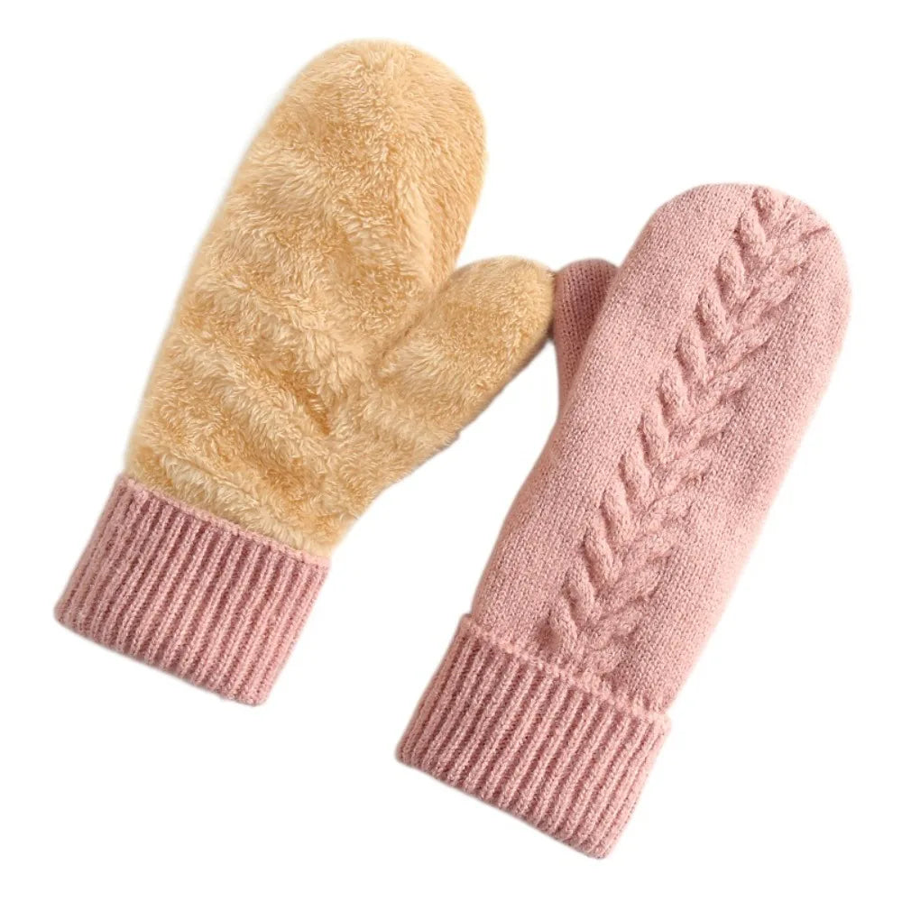 Colverro™ Fleece-Lined Double-Layer Knit Mittens with Long Cuffs