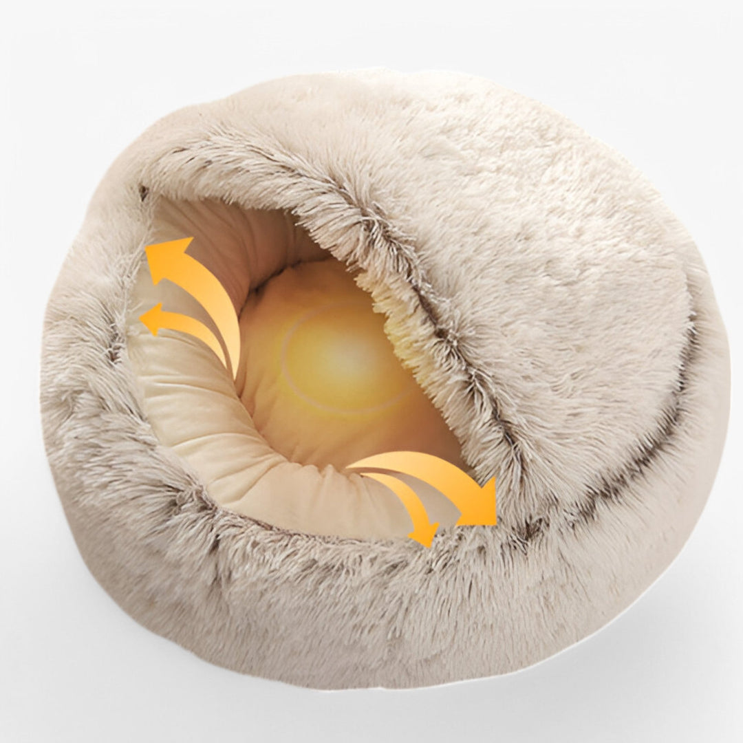 Colverro™ Round Faux Fur Pet Bed with Washable Cover and Non-Slip Bottom