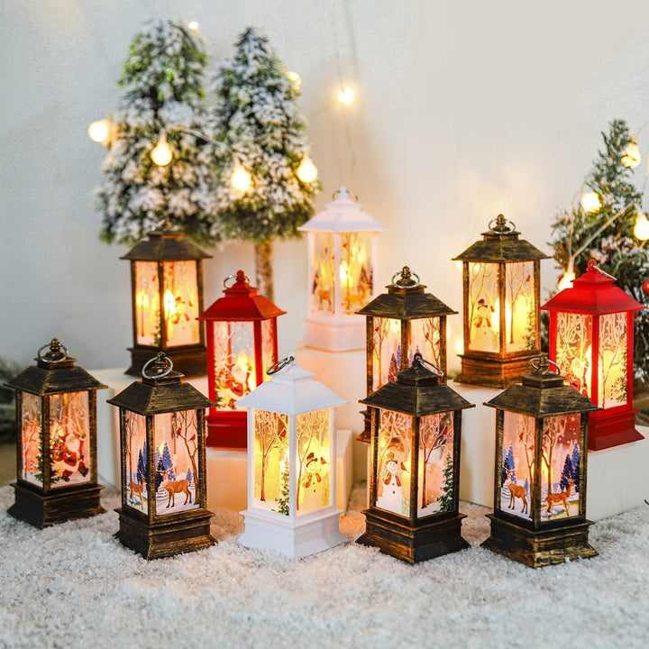 Colverro™ Mini Christmas Lantern with Snowy Pine Cones and Red Berries