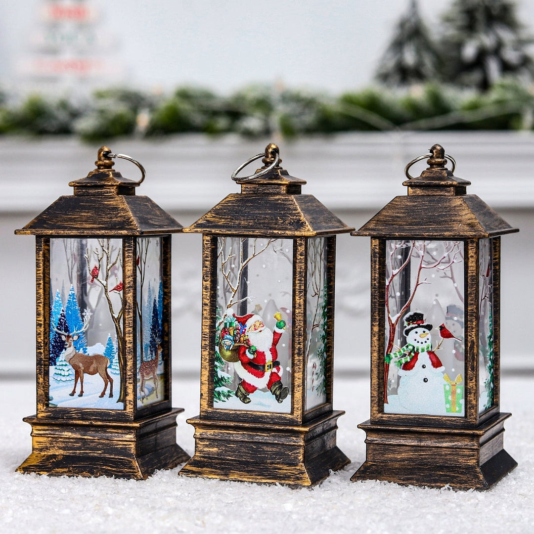 Colverro™ Mini Christmas Lantern with Snowy Pine Cones and Red Berries