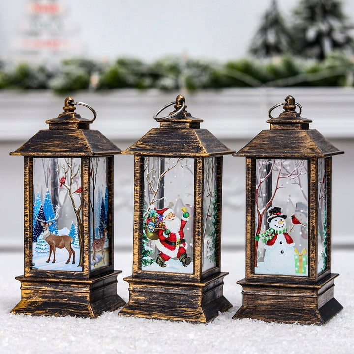 Colverro™ Mini Christmas Lantern with Snowy Pine Cones and Red Berries