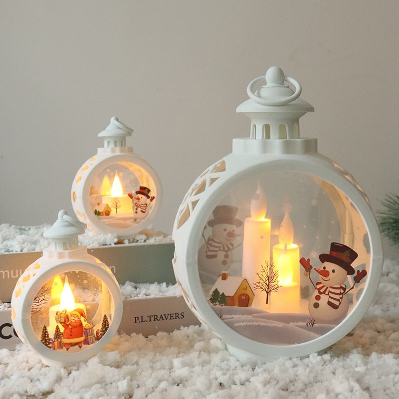Colverro™ Glass LED Christmas Lantern with Snowman or Santa